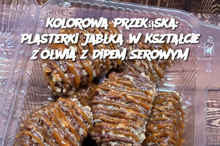 Plasterki jabłka w kształcie żółwia z dipem serowym