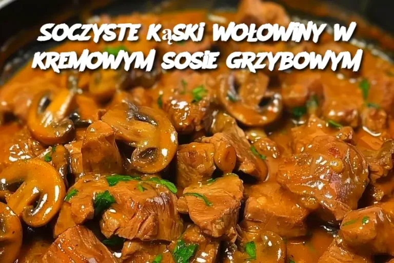 Soczyste kąski wołowiny w kremowym sosie grzybowym