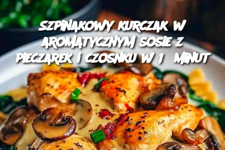 Szpinakowy kurczak w aromatycznym sosie z pieczarek i czosnku w 15 minut