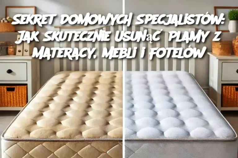 Sekret Domowych Specjalistów: Jak Skutecznie Usunąć Plamy z Materacy, Mebli i Fotelów