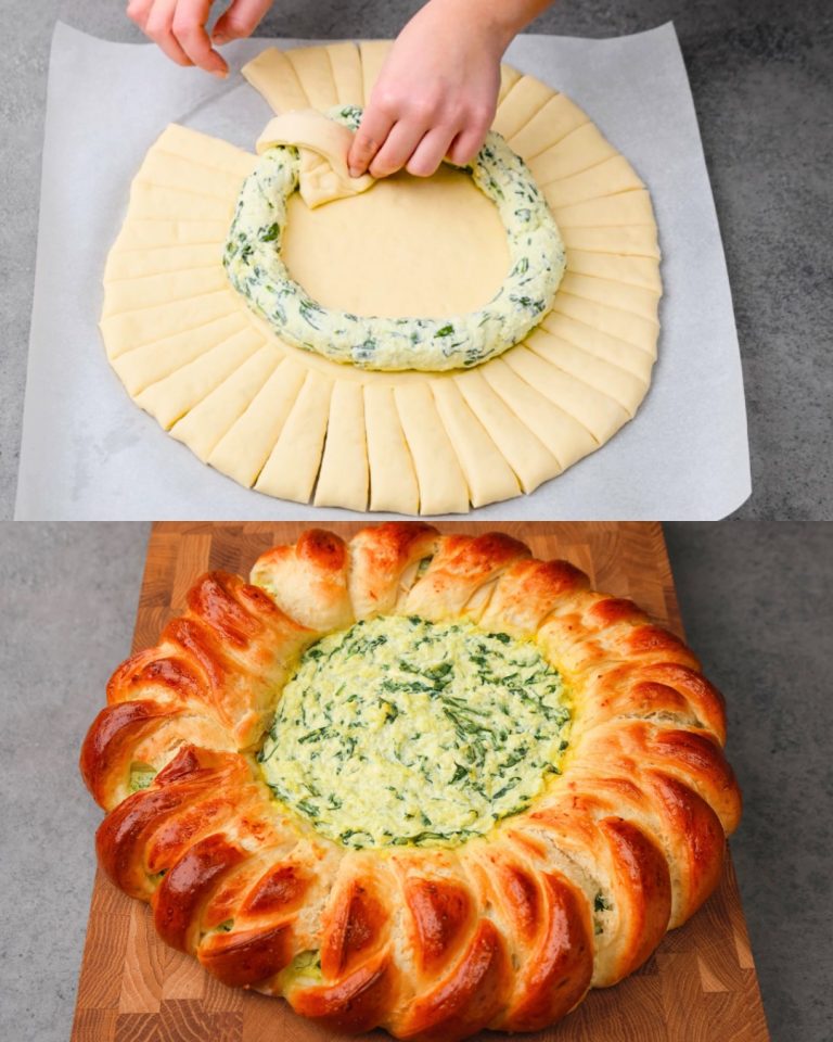 Pikantne Ciasto w Kształcie Słońca: Ricotta, Szpinak i Ziarna Słonecznika w Kruchym Cudzie