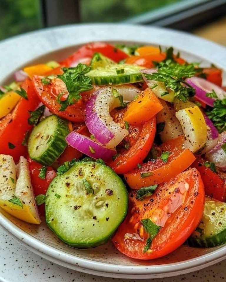 SALADE DE CONCOMBRE, TOMATES ET OIGNONS MARINÉS 47 / 5 000 SAŁATKA Z OGÓRKA, POMIDORÓW I KISZONEJ CEBULI