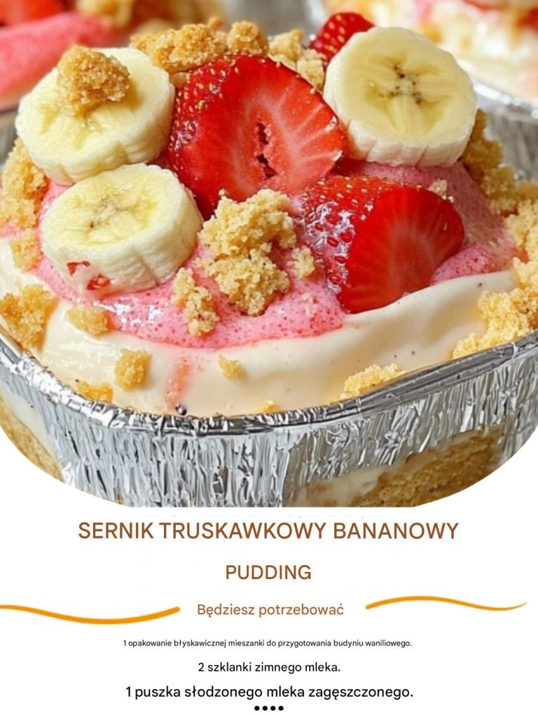 Sernik truskawkowy z budyniem bananowym