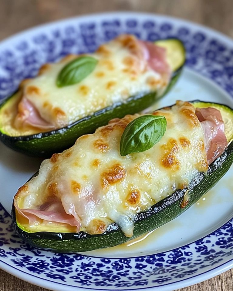 ŁÓDKI Z CUKINII Z GOTOWANĄ SZYNKĄ I MOZZARELLĄ 🧀