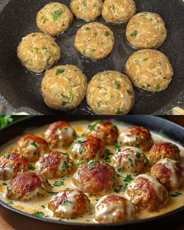 Klopsiki z kurczaka w sosie śmietanowym z puree ziemniaczanym