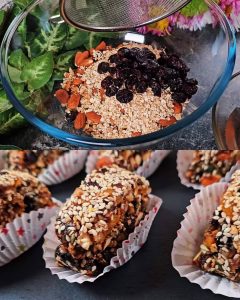 Batony energetyczne z orzechami i owocami