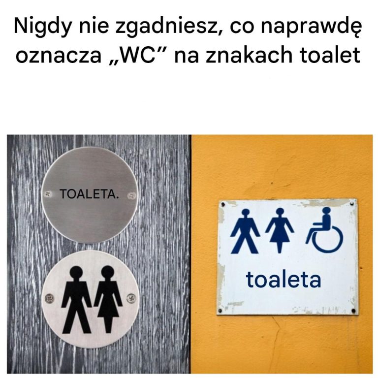 Nigdy nie zgadniesz, co naprawdę oznacza „WC” na znakach toaletowych