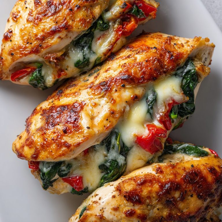 🍗 Kurczak faszerowany pieczoną papryką, szpinakiem i mozzarellą 🌶️🥬