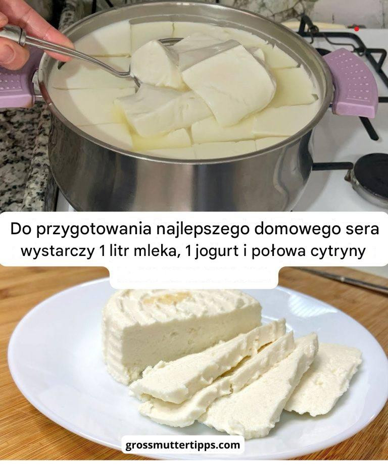 Do przygotowania najlepszego domowego sera wystarczy 1 litr mleka, 1 jogurt i połowa cytryny