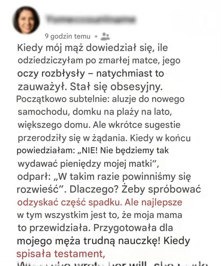 Mój mąż rozwiódł się ze mną z powodu spadku – ale moja mama miała ostatnie słowo