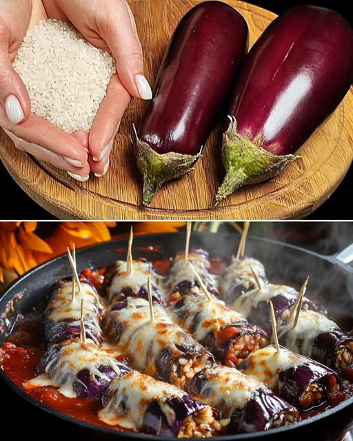 Roladki ryżowe z bakłażanem bez pieczeni